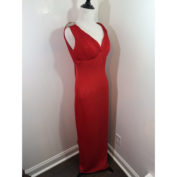 Vintage Dress Size 8 100% Silk Red Embellished Prom Dress Maxi Evening Gown - Picture 4 of 16